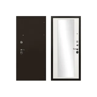 Входная дверь Ратибор Троя 3К Зеркало (Белая эмаль)